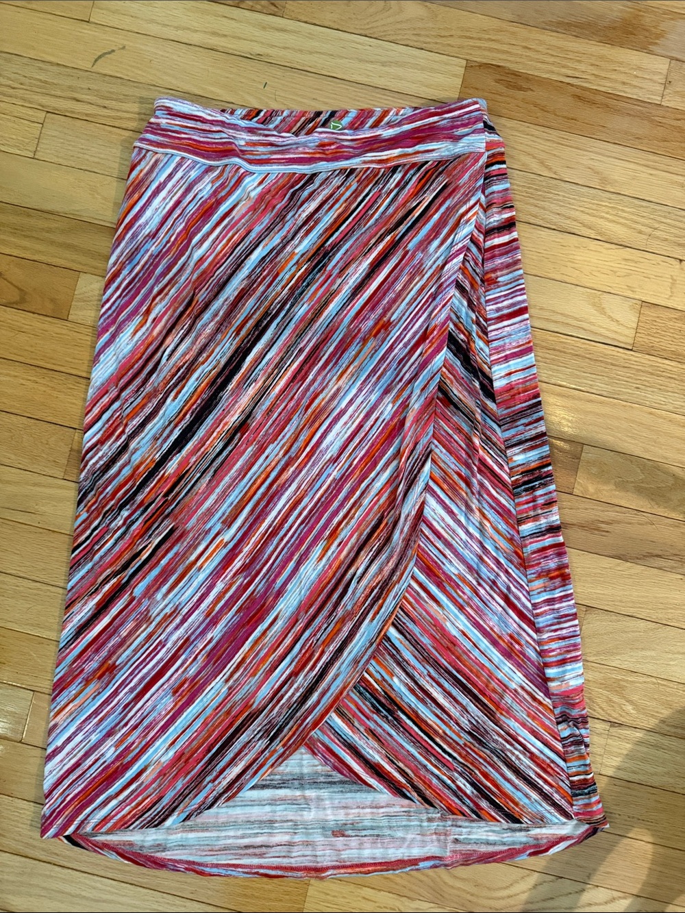 Dakini Multicolor Diagonal Stripe Wrap Midi Skirt